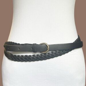 Anthropologie Braided Black Leather Wrap Stacking Belt Size M